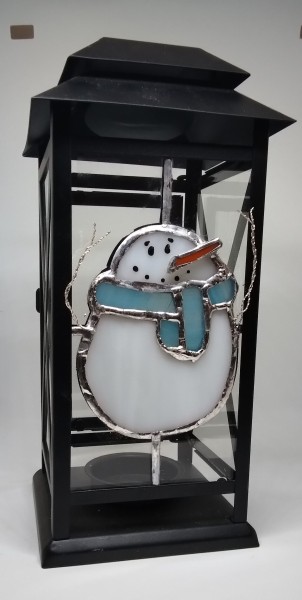 Schneemannlaterne aus Glas